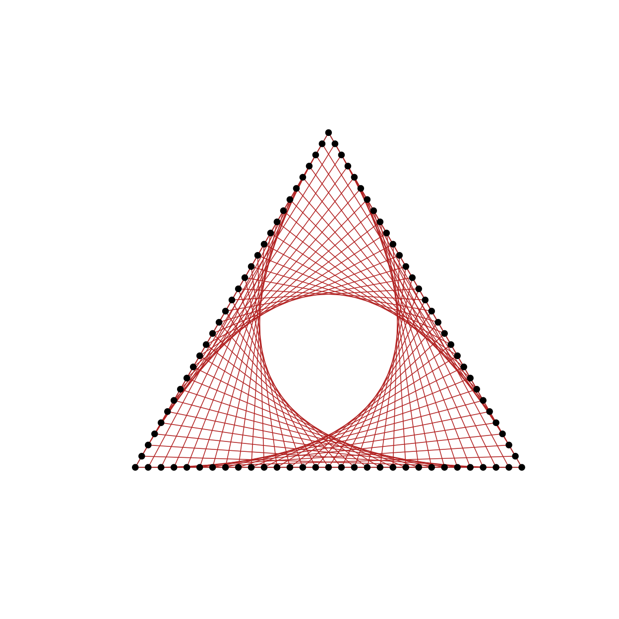 String Art on an equilateral triangular frame.
